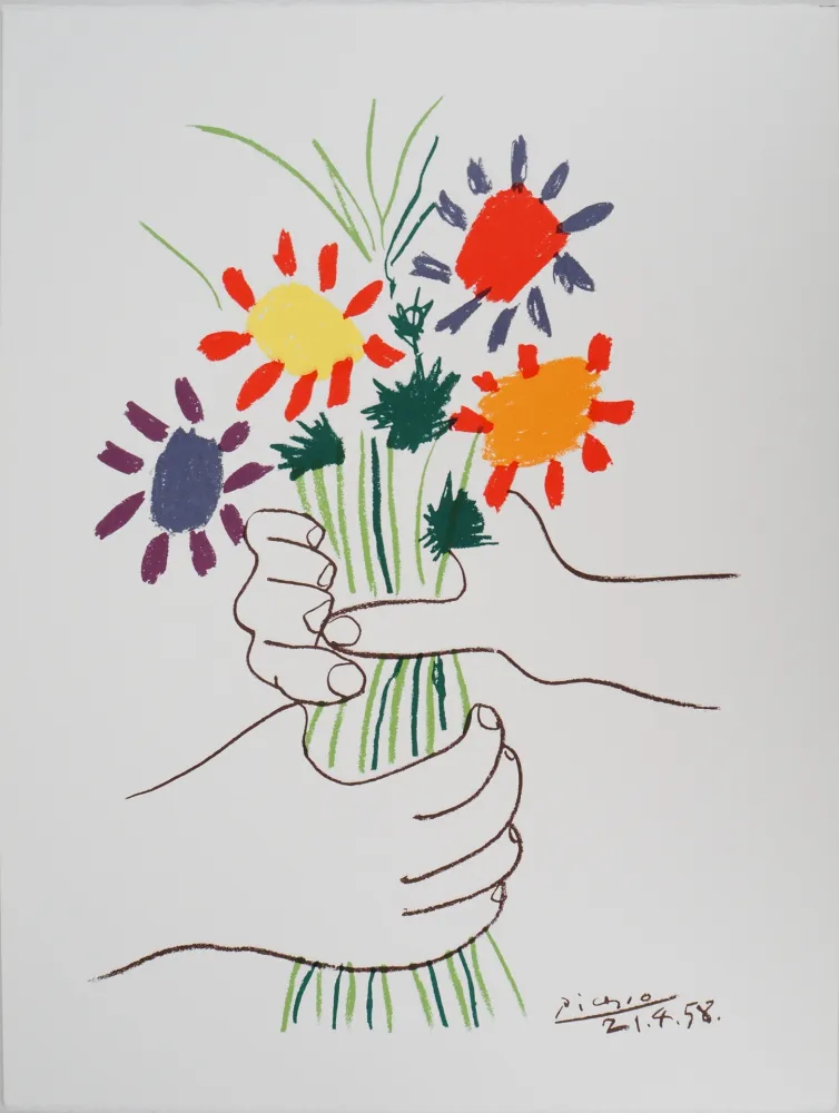 Lithograph Picasso - Le bouquet de la Paix