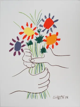 Lithograph Picasso - Le bouquet de la Paix
