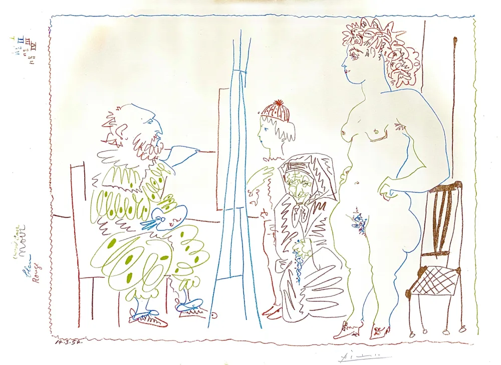 Lithograph Picasso -  Le Modele et Deux Personnages 