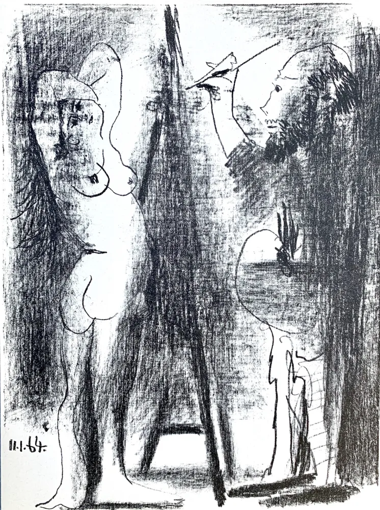 Lithograph Picasso - Le Peintre et son modele