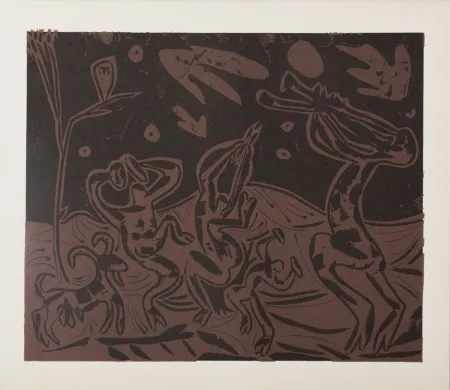 Linocut Picasso - Les danseurs au hibou