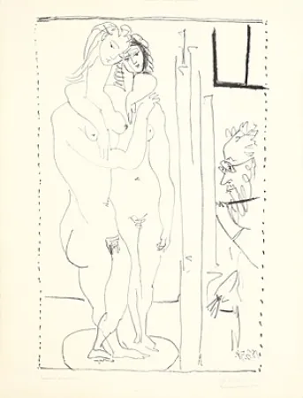 Lithograph Picasso - Les deux modèles nus