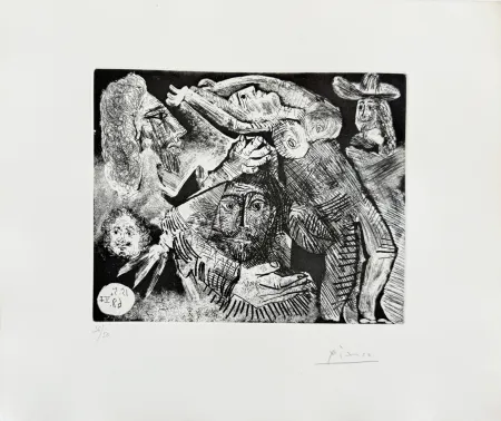 Etching And Aquatint Picasso - Les Trois mousquetaires, Series 347, Plate 91