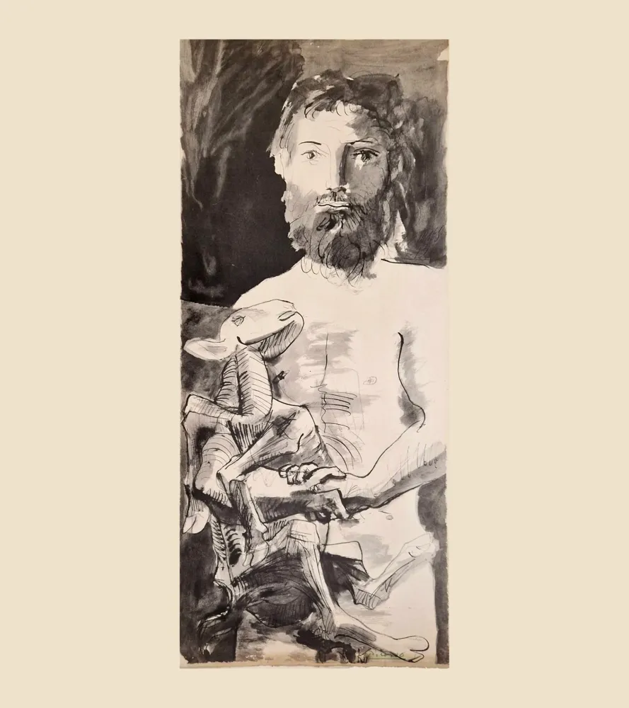 Lithograph Picasso - L'HOMME AU MOUTON (1967)