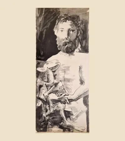 Lithograph Picasso - L'HOMME AU MOUTON (1967)