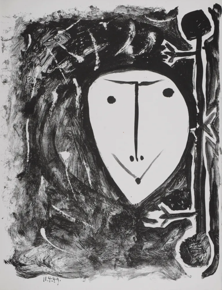 Lithograph Picasso - Masque de Cendre #4, 1949