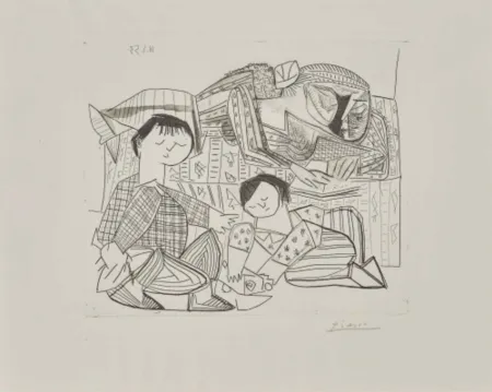 Etching And Aquatint Picasso - Mere et Enfants