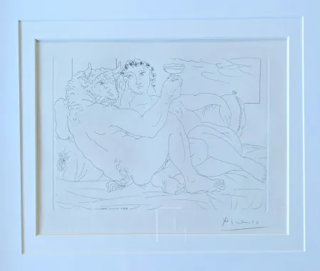 Etching Picasso - Minotaure, une coup à la main, et jeune femme 