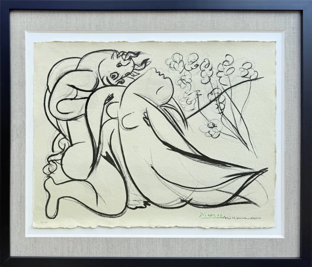 Lithograph Picasso - Minoutaure et nue