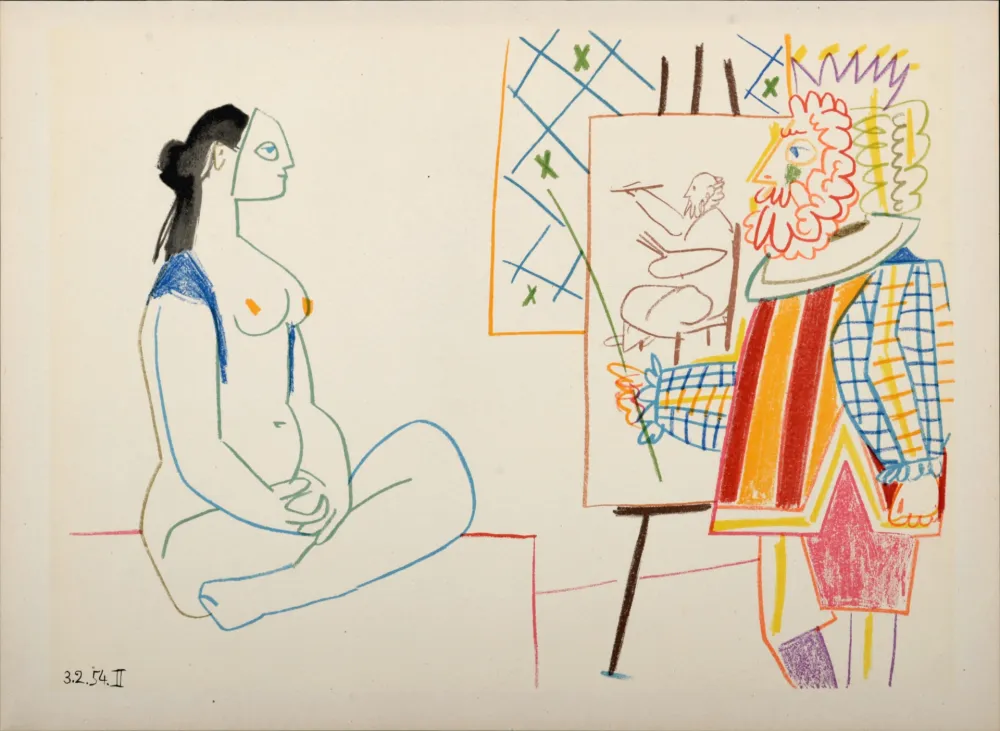 Lithograph Picasso - Model & King, 1954