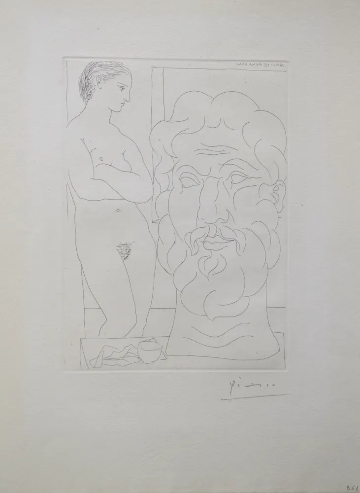Etching Picasso - Modèle et Grande Tête Sculptée (B170 Vollard)