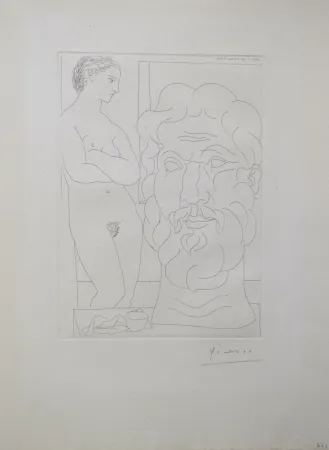 Etching Picasso - Modèle et Grande Tête Sculptée (B170 Vollard)