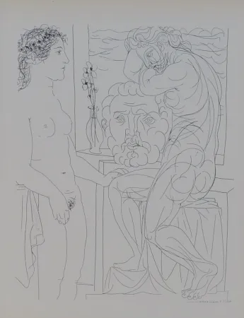 Lithograph Picasso - Modèle nu et Sculptures