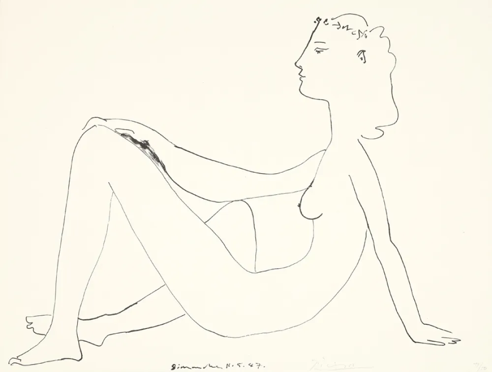 Lithograph Picasso - Nu assis, de profil
