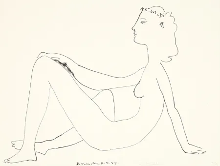 Lithograph Picasso - Nu assis, de profil