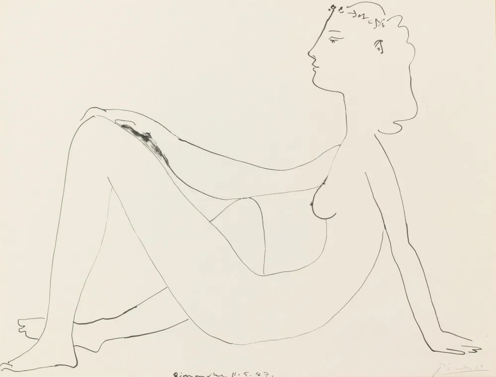 Lithograph Picasso - Nu assis, de profil