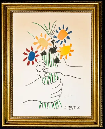 Lithograph Picasso - Pablo Picasso (1881–1973) – Bouquet de Fleurs – Color lithograph on Arches paper – 1958