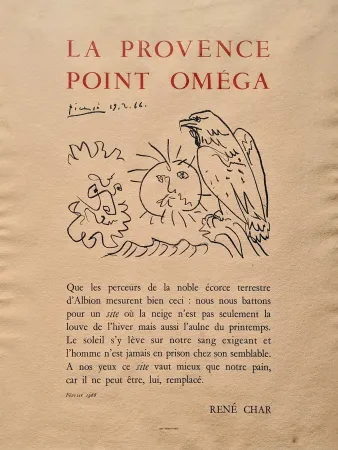 Lithograph Picasso - Pablo PICASSO (1881-1973), La Provence point Oméga, Lithograph, 1966