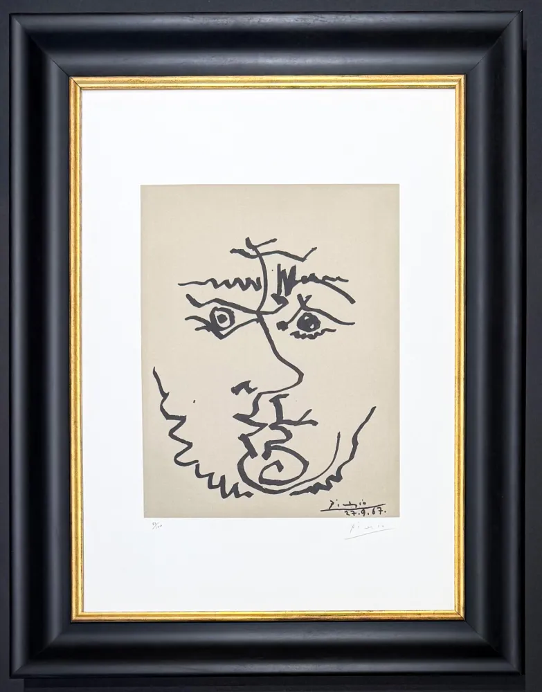 Lithograph Picasso - Pablo Picasso ( 1881 – 1973 )– Visage – hand-signed Lithograph on Rives BFK paper – 1967
