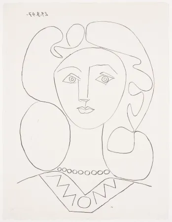 Lithograph Picasso - Pablo Picasso- La Femme au Collier, Portrait of Françoise, 1947