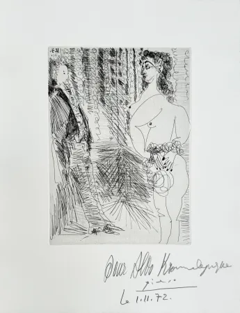 Etching Picasso - Pablo Picasso – Le Cabinet particulier, Degas et une fille