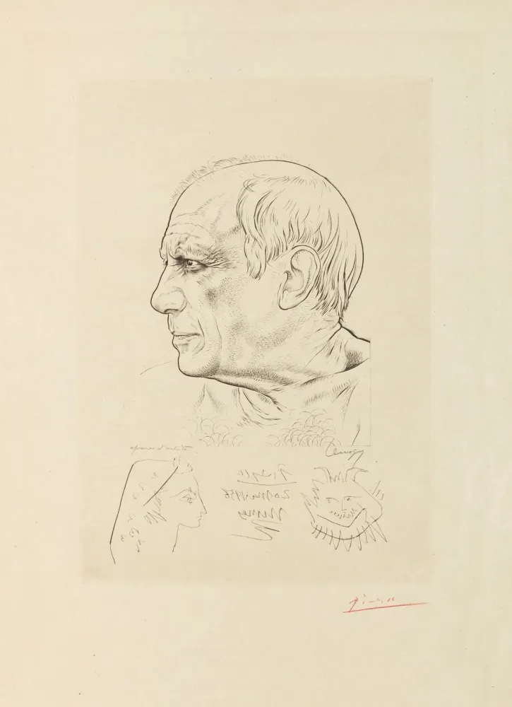 Etching Picasso - Pablo Picasso Paul Lemagny Portrait of Picasso.
