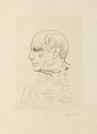 Etching Picasso - Pablo Picasso Paul Lemagny Portrait of Picasso.
