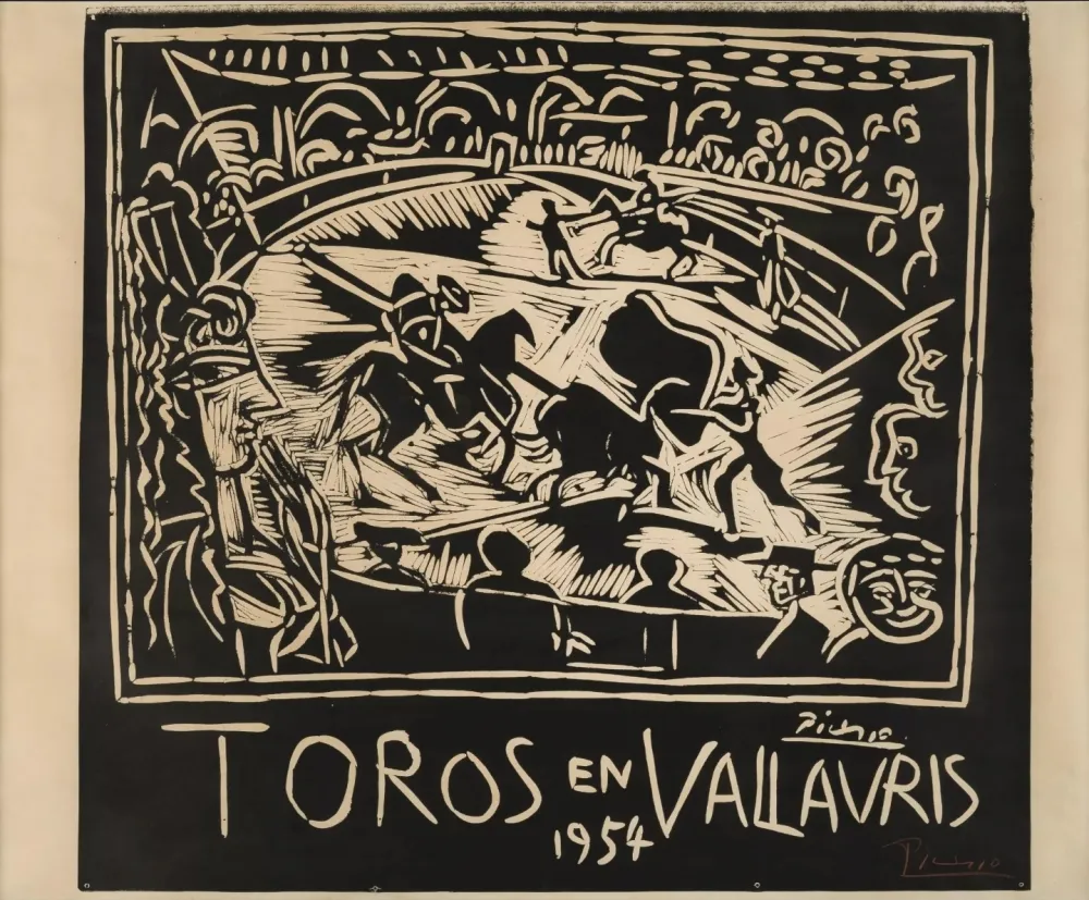 Linocut Picasso - Pablo Picasso Toros en Vallauris 1954 Linocut / Signed