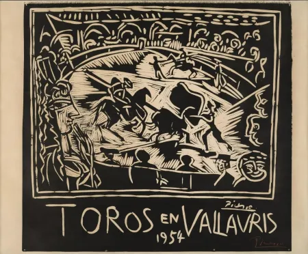 Linocut Picasso - Pablo Picasso Toros en Vallauris 1954 Linocut / Signed