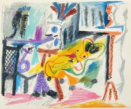 Lithograph Picasso - Peintre et modèle