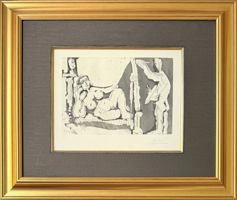 Engraving Picasso - Peintre et modèle, avec une sculpture I