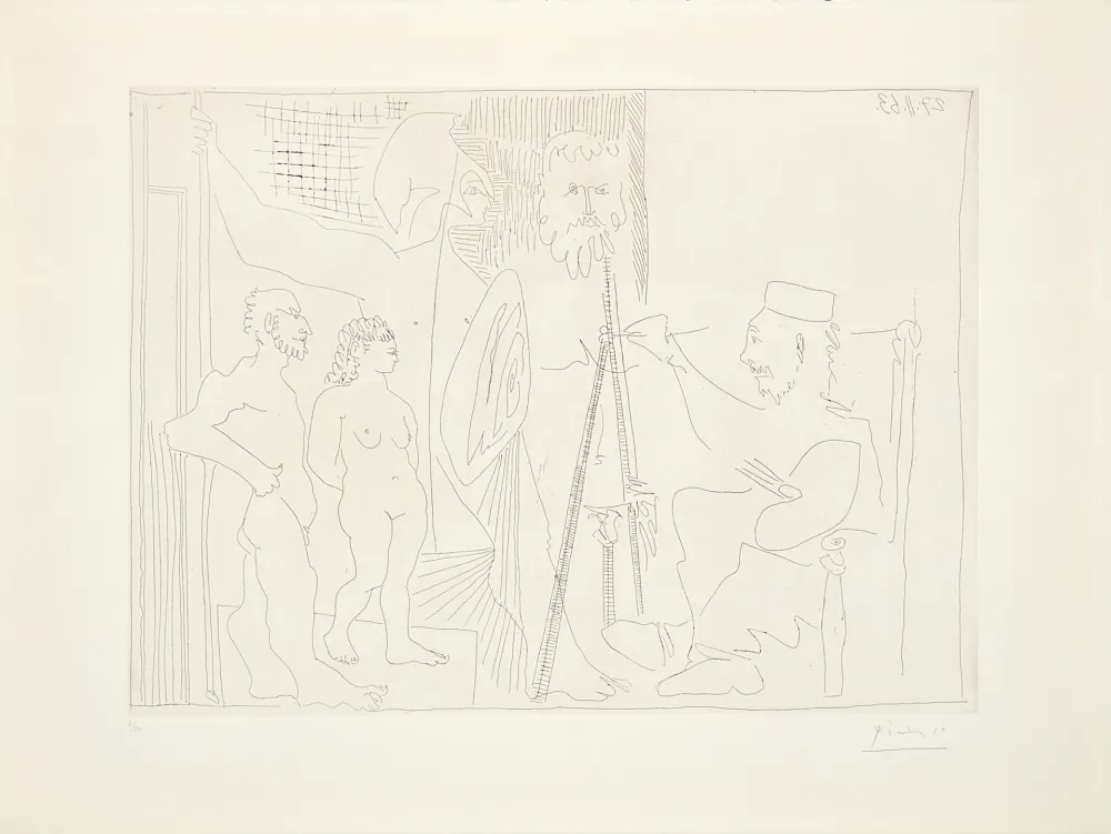 Etching Picasso - Peintre néo-classique dans son atelier