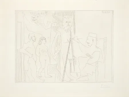Etching Picasso - Peintre néo-classique dans son atelier