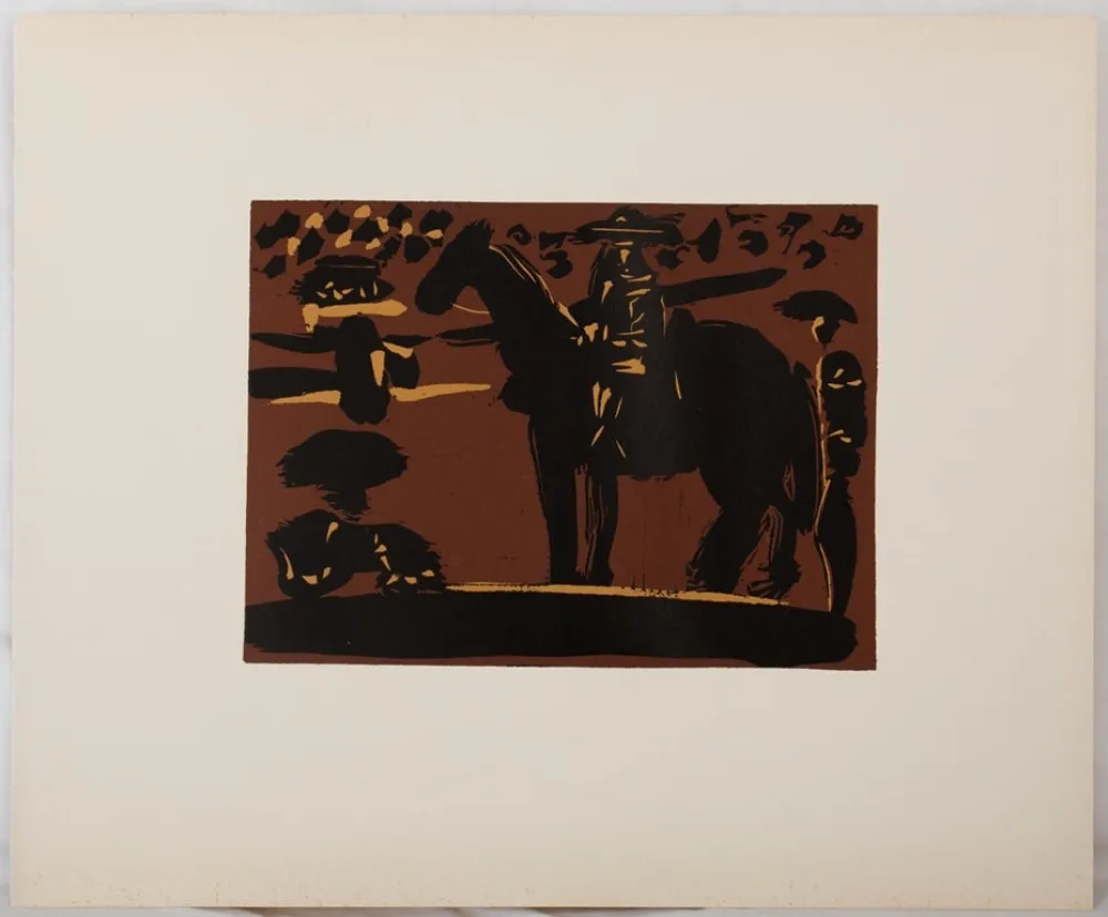 Linocut Picasso - Picador entrant dans l'arène