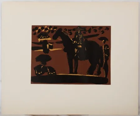 Linocut Picasso - Picador entrant dans l'arène