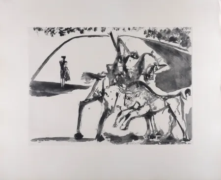 Aquatint Picasso - Picador et Torero dans l'arène, 1947