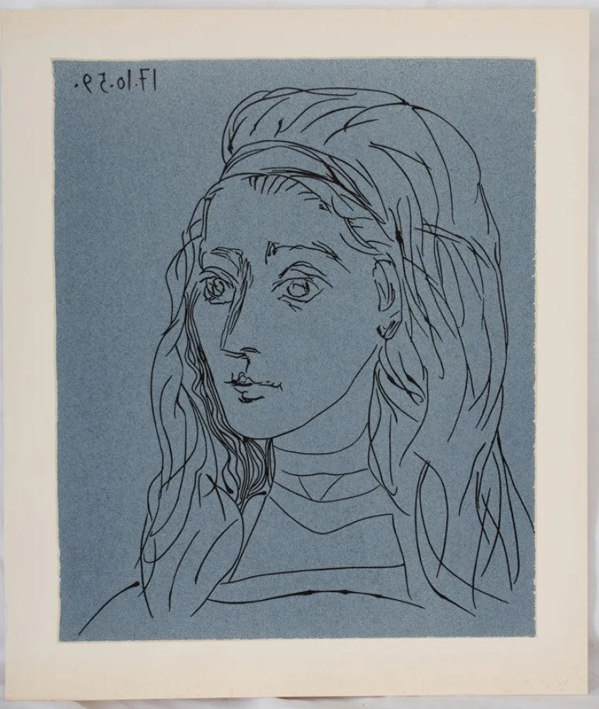 Linocut Picasso - Portrait de Jacqueline