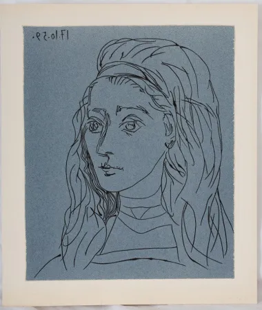 Linocut Picasso - Portrait de Jacqueline