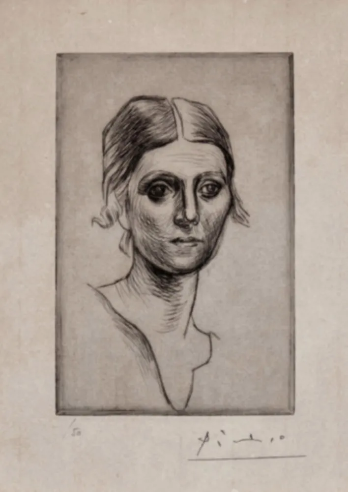 Drypoint Picasso - Portrait d'Olga Picasso