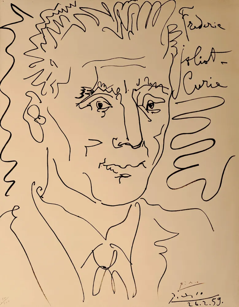 Lithograph Picasso - Portrait of Frederic Joliot-Curie