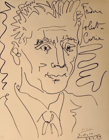 Lithograph Picasso - Portrait of Frederic Joliot-Curie