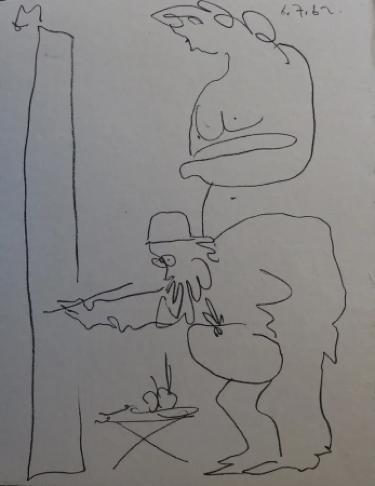 Lithograph Picasso - Regards sur Paris - The painter and his model