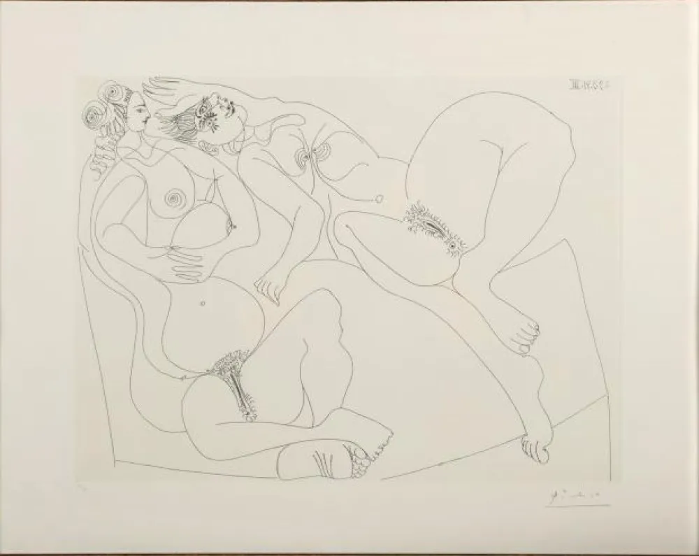 Engraving Picasso - Repos. Deux Filles Bavardant