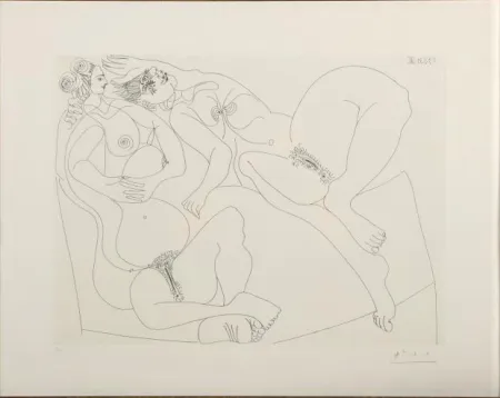Engraving Picasso - Repos. Deux Filles Bavardant