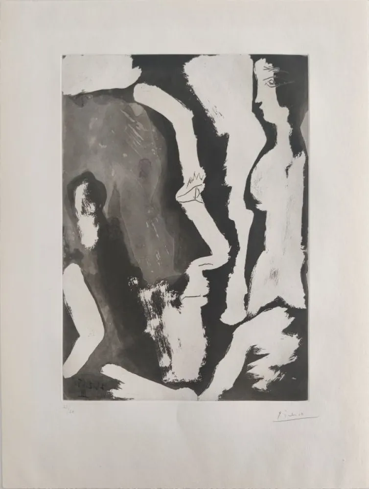 Etching And Aquatint Picasso - Sculpteur travaillant à un buste de femme II 