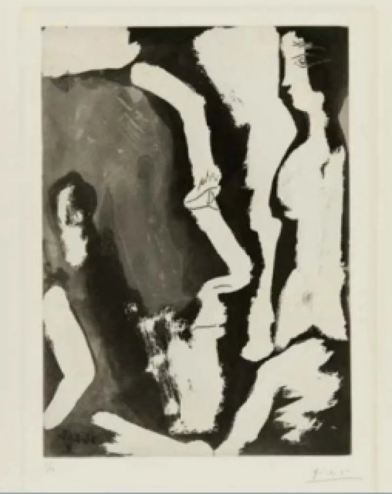 Etching And Aquatint Picasso - Sculpteur travaillant à un buste de femme II