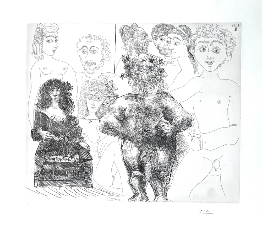 Engraving Picasso - Sexe à l’ancienne et à la moderne 