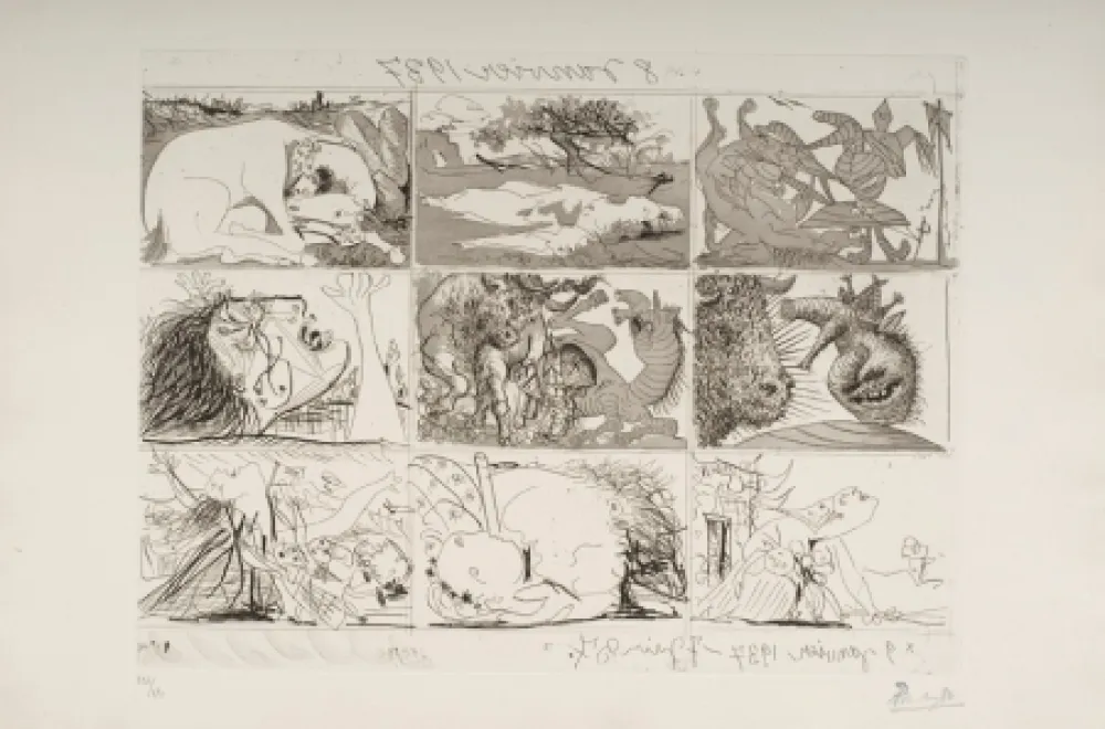 Etching And Aquatint Picasso - Sueno y Mentira de Franco