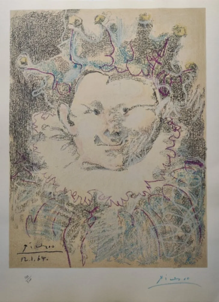 Lithograph Picasso - Tête de Buffon (Arlequin)