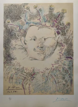 Lithograph Picasso - Tête de Buffon (Arlequin)